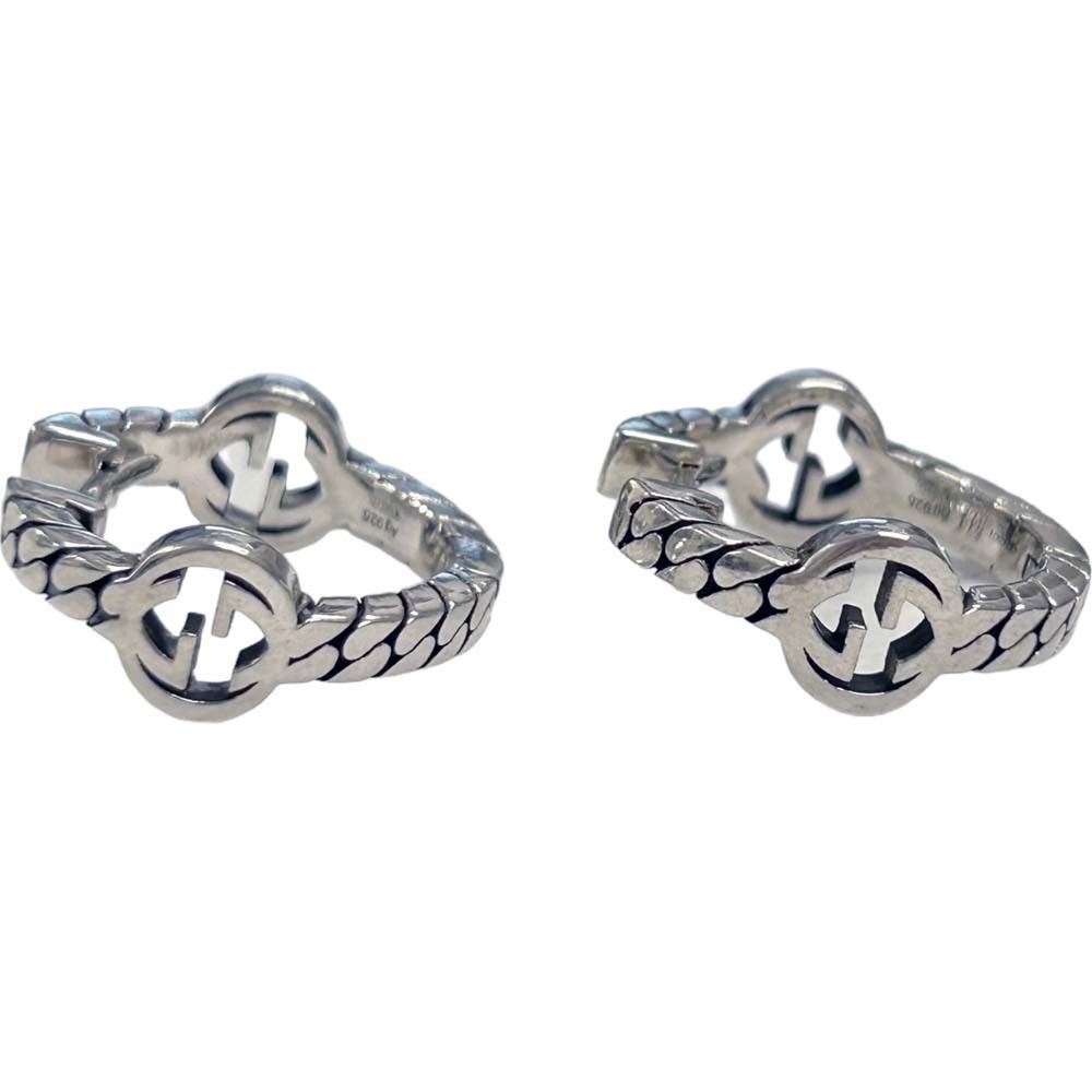 Gucci Interlocking Hoop Earrings Silver - image 4